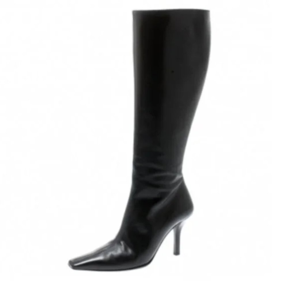 RARE Gucci G heel knee high leather boots 37.5 - Picture 6 of 8